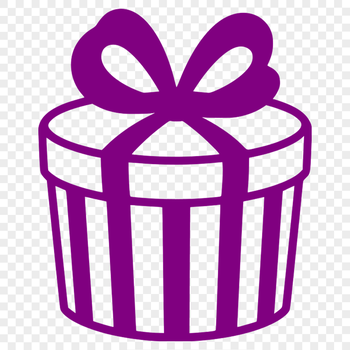 A wrapped present with a decorative bow on top, designed as a vector graphic for various uses.