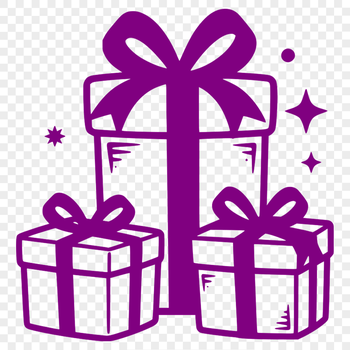 A simple illustrated gift box with a ribbon and bow, designed for digital use in various projects.