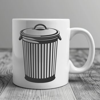 A simple vector illustration of a standard trash can with a lid and handle.