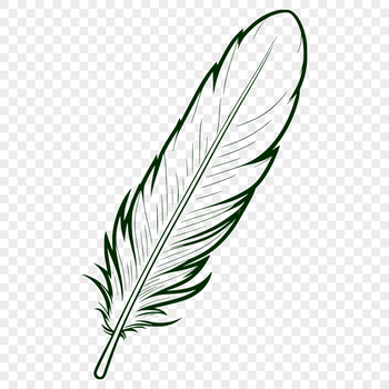 A stylized illustration of a single bird's feather in vector format, suitable for cutting machines and laser cutters.