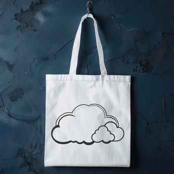 An abstract design element featuring a single fluffy cloud with soft, puffy texture.