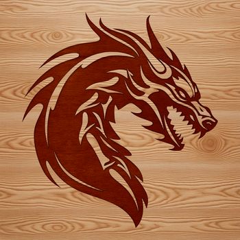 A mythical creature with a long, serpentine body and a pair of wings, depicted in vector format.
