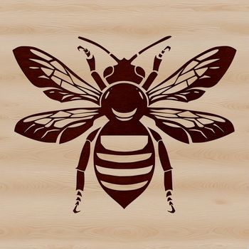 A detailed illustration of a honey bee against a simple background.