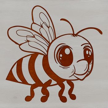 A stylized illustration of a bee in flight.