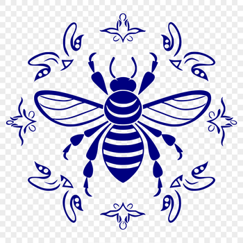 An ornate vector graphic of a bee, designed for various uses including digital art and crafting.