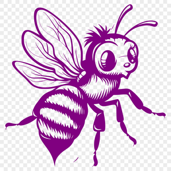 A detailed illustration of a flying bee from head to tail.