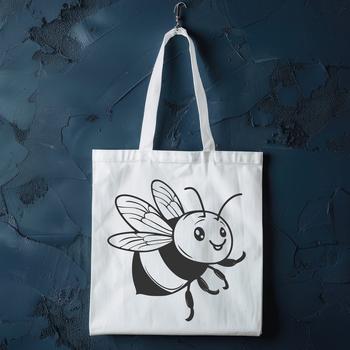A detailed illustration of a bee in full body, suitable for gardening themes and vector design.