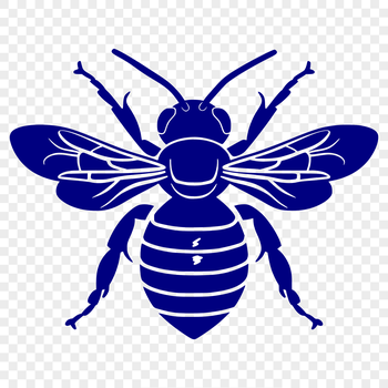 A detailed illustration of a bee in its natural form, suitable for gardening designs and projects.