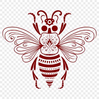 An illustration of a bee in full body pose, suitable for use in gardening designs.