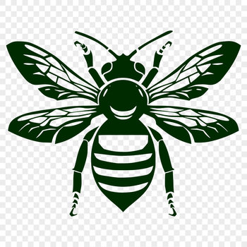 A detailed illustration of a bee in full body pose, suitable for gardening themes and design projects.