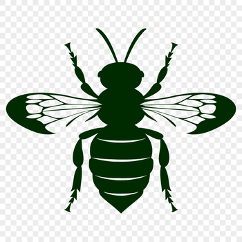 A colorful illustration of a full-body bee with a detailed design suitable for vector graphics.