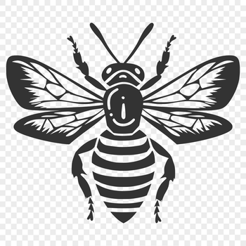 An illustration of a bee in full body pose, suitable for gardening projects.