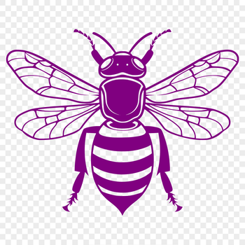 A detailed illustration of a full-body bee with intricate details, suitable for gardening designs and vector art.