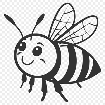 A detailed illustration of a bee in mid-flight, showcasing its full body and delicate features.