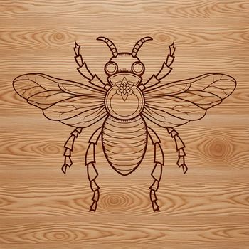 A detailed illustration of a bee, suitable for use in gardening and vector art designs.