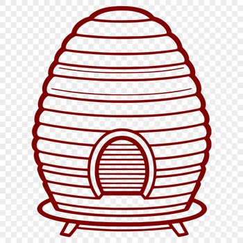 A colorful illustration of a beehive with bees flying around it.