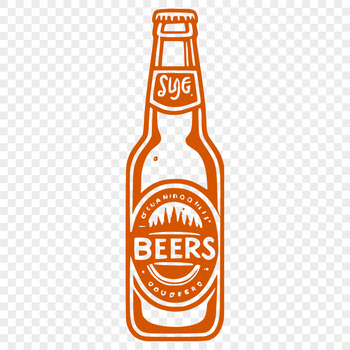 A clear illustration of a bottle of beer with condensation on the glass.