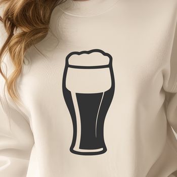 A digital illustration of a beer glass filled with a cold beverage.