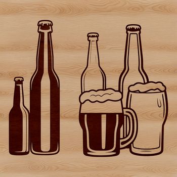 Illustrated beer glass filled with frothy beer.