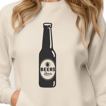 A stylized illustration of a beer bottle, suitable for graphic design and printing.