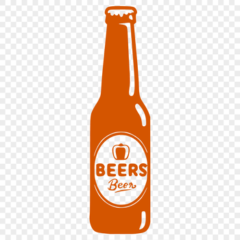 A digital illustration of a glass bottle containing beer.