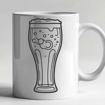 Illustrated beer glass with a refreshing beverage inside, designed as vector art.