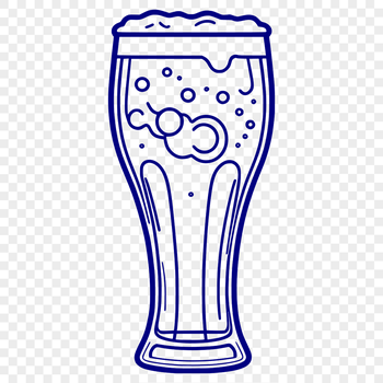 A transparent glass filled with a frothy beer, ideal for cutting machine designs.
