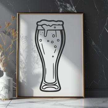 A glass containing a cold beer, depicted in a simple vector design.