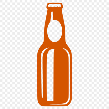 A digital illustration of a bottle of beer with a label and contents.
