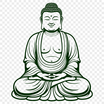 A stylized representation of the Buddha in simple lines, suitable for digital design projects.