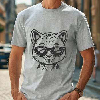 A wild ocelot with a distinctive appearance, set against a plain background.