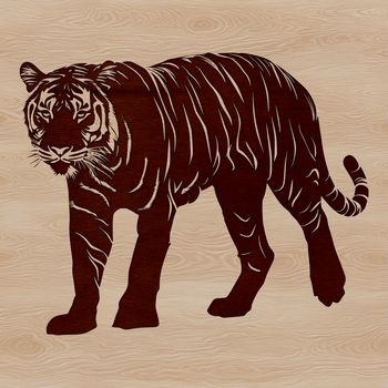 Large standing tiger in a wild environment.