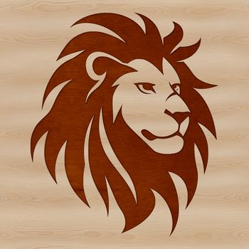 A stylized illustration of a lion's head, showcasing the animal's distinctive features.