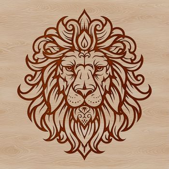 A detailed illustration of a lion's head with intricate features, suitable for various design purposes.