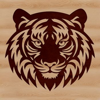 A detailed illustration of a tiger's head, suitable for vector art designs.