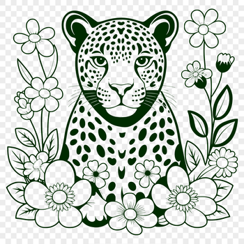 A large feline predator with distinctive black spots and stripes, suitable for vector art designs.