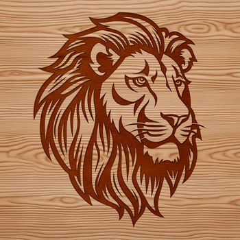 A realistic illustration of a lion's head, featuring a majestic mane and sharp claws.