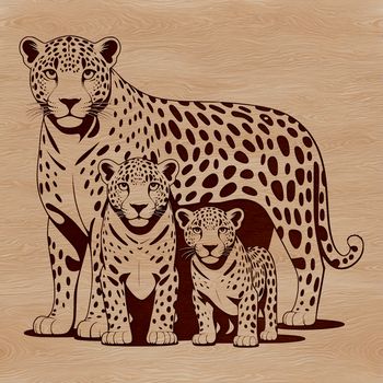 A large feline animal from the Pantherinae subfamily, depicted in a stylized vector format.