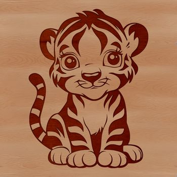 A large, wild cat sitting comfortably on its haunches, depicted in vector art style.