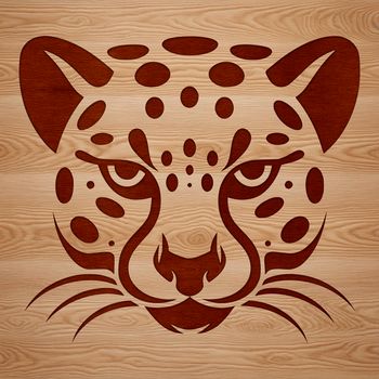 An illustration of a wild animal, specifically a big cat with a distinctive head, created as a vector graphic.