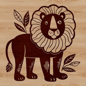 An illustration of a majestic lion standing on its hind legs, a typical representation of the animal in vector art form.