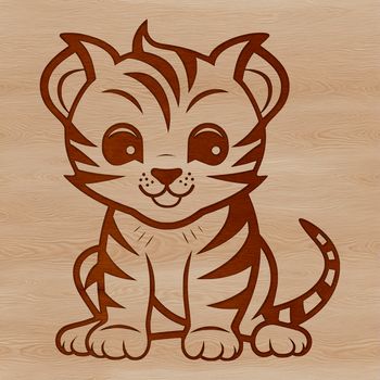 A cartoon tiger sitting on its haunches, depicted in vector format.