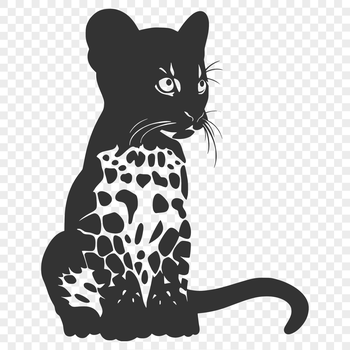 A detailed illustration of a sitting ocelot, a medium-sized wild cat native to the Americas.