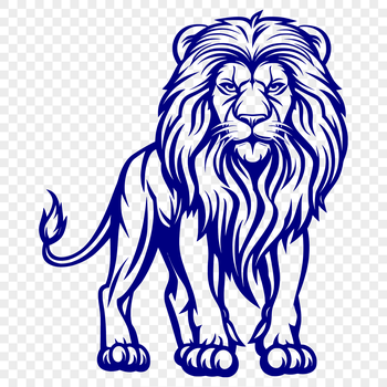 A standing lion, a large cat species commonly found in savannas.