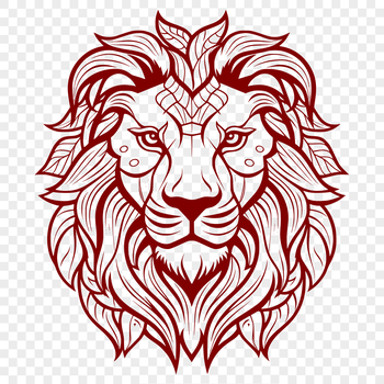 A stylized, detailed illustration of a lion's head with ornate fur texture, suitable for digital use.