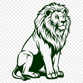 A high-quality SVG illustration of a lion in a sitting position, showcasing its majestic full-body figure.