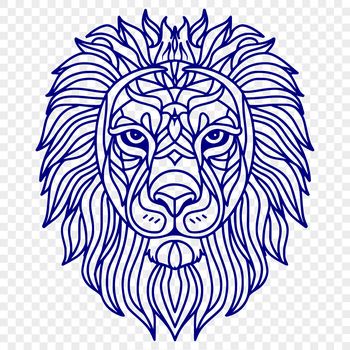 A stylized illustration of a lion's head with intricate details, suitable for digital artwork.