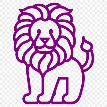 A simple line drawing of a lion in full body pose, suitable for vector art designs.