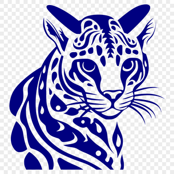 Close-up vector illustration of a wild ocelot's head with intricate markings.