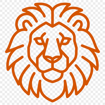 A simple line drawing of a lion's head, a classic big cat from the savannah.